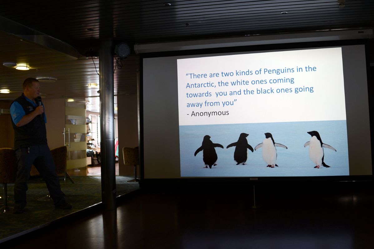 07A Enjoying A Lecture From One Of The Experts On Quark Expeditions Ocean Endeavour Cruise Ship Heading To Antarctica